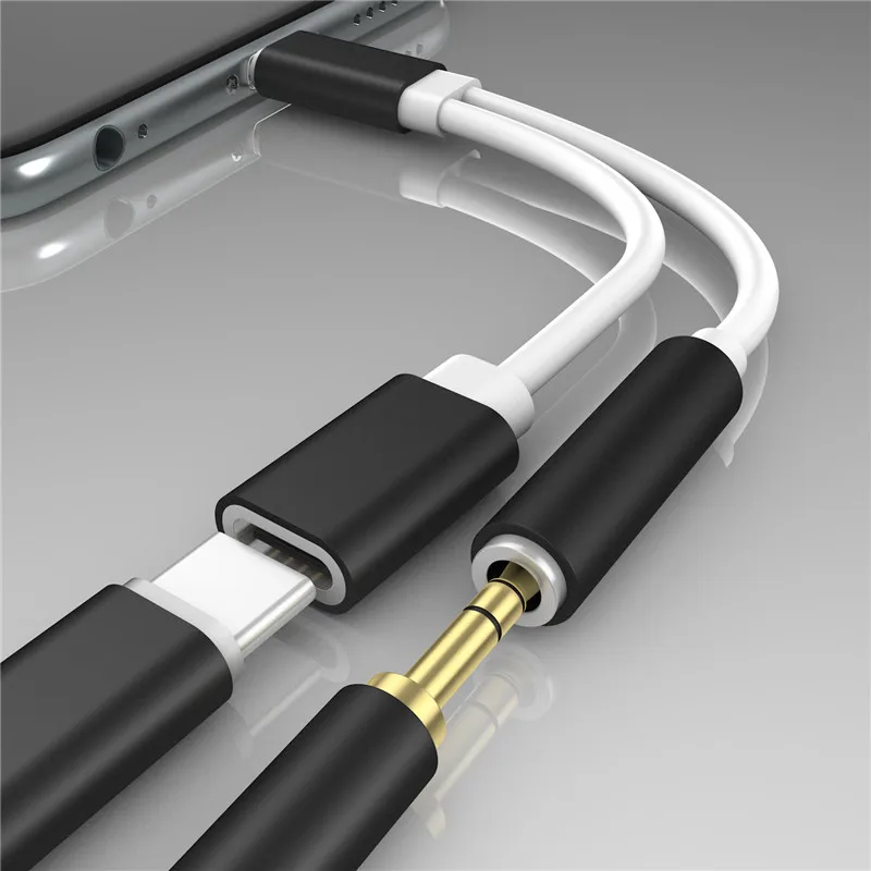 Likike 12 см USB C аудио телефонный кабель 2 в 1 Тип-C 3,5 мм Jack AUX Наушники адаптер приемник для Xiaomi M6 мото аудио сплиттер