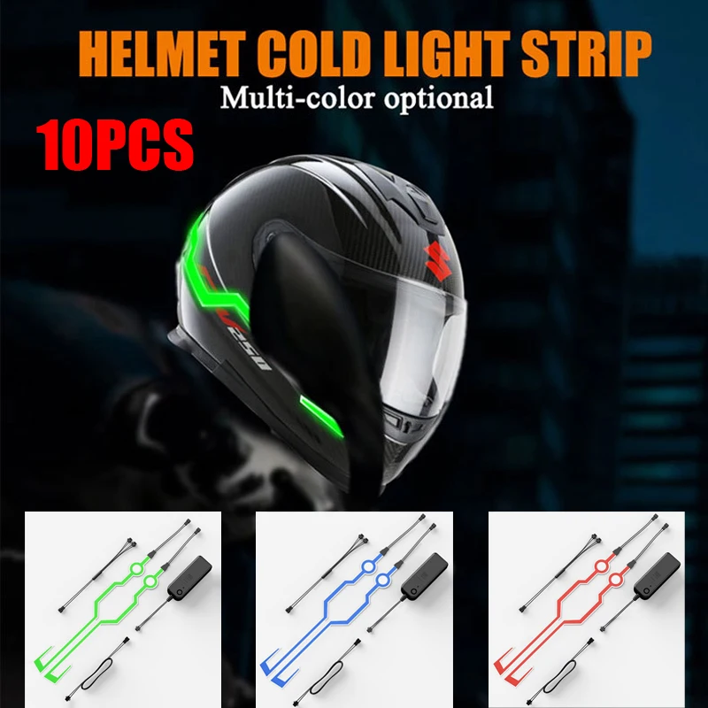 

10PCS Motorcycle Helmet Light Strip Rechargable Version Helmet Up and Down Sticker DIY Night Signal Light Fashion Helmet LightBa