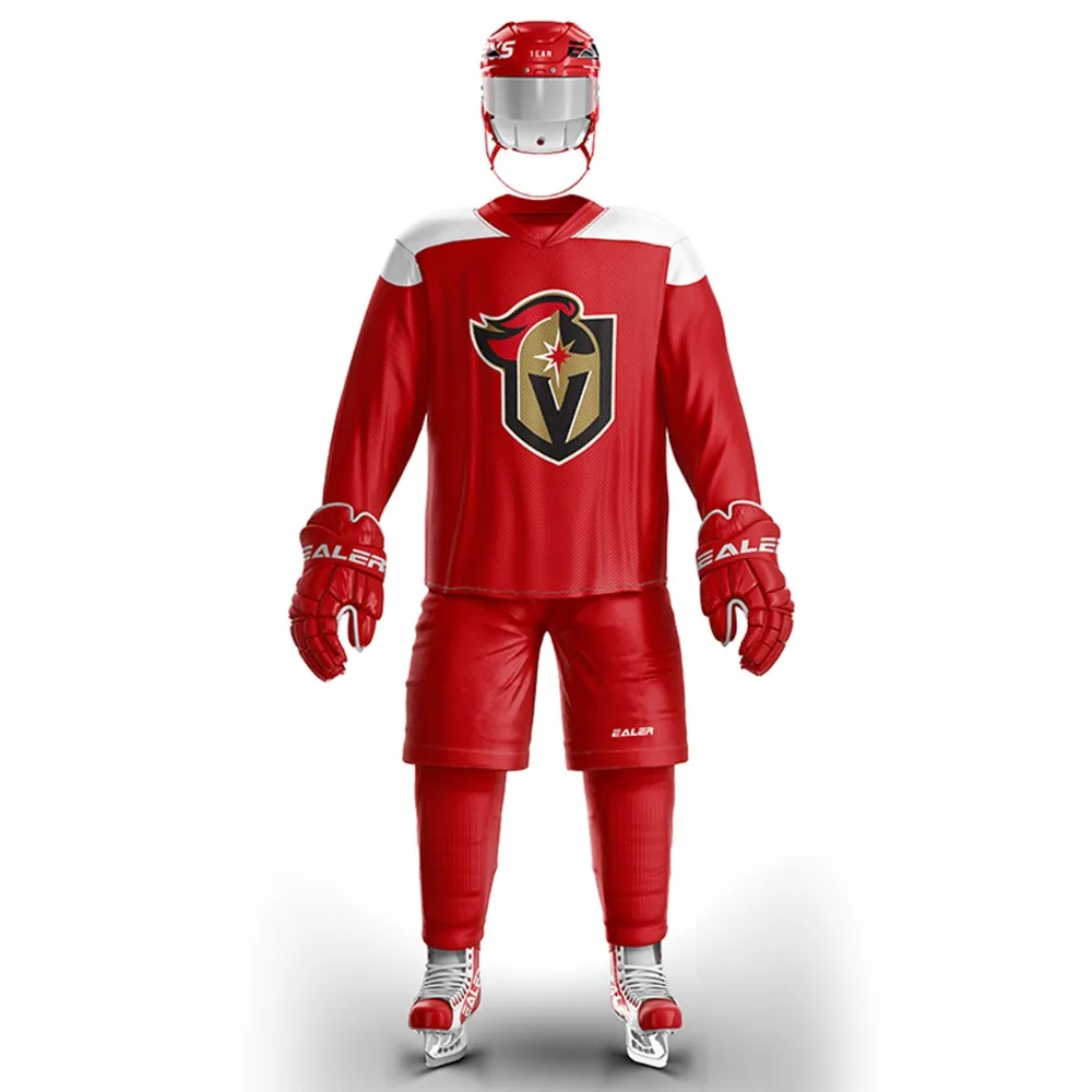 

COLDINDOOR Free Shipping Vintage Ice Hockey Training Jerseys Set Print Golden Knights Logo Spot Cheap high quality H6100-1