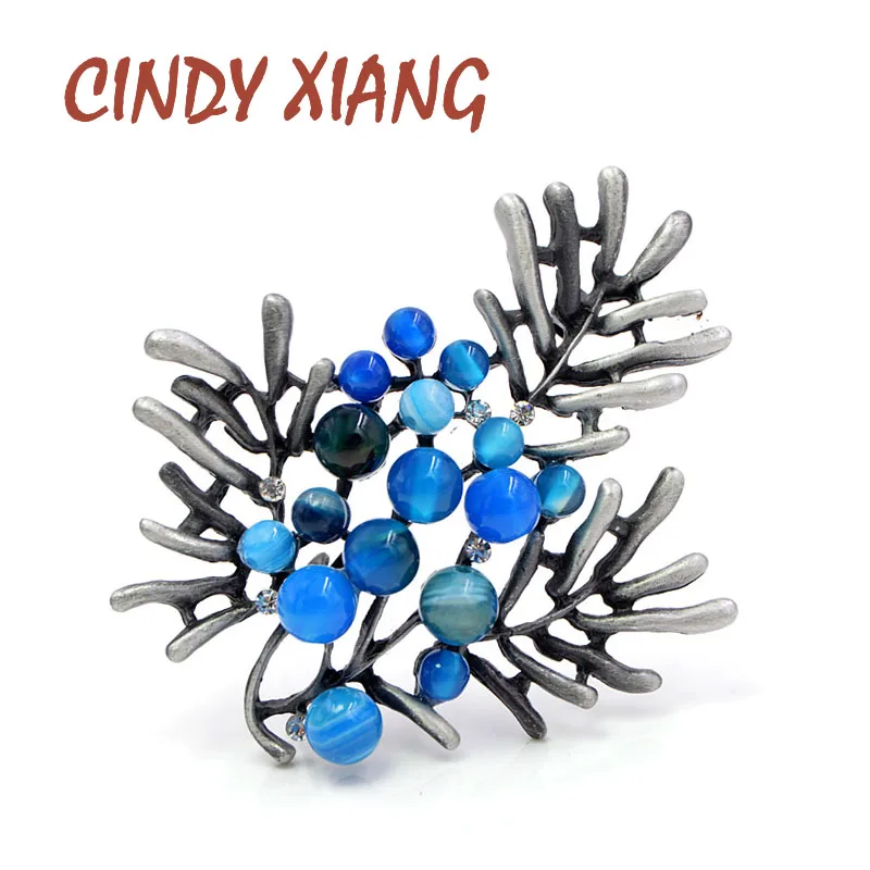 Женская брошь с бусинами CINDY XIANG необычное украшение серебристого цвета из