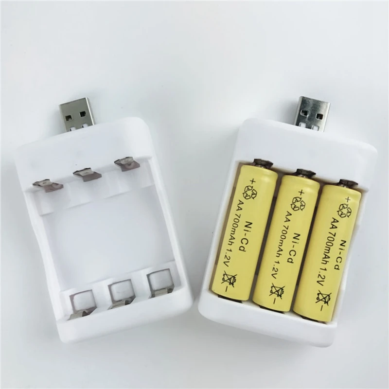 

Universal 3 Slots 3.6V Battery Charger Adapter with USB Intelligent Charge for Ni-Cd rechargeable Battery AA AAA