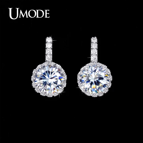 UMODE модные 0,8 мм 1,2 карат AAA CZ Кристальные серьги-гвоздики для женщин Свадебные обручальные ювелирные изделия Pendientes Mujer Moda AUE0102