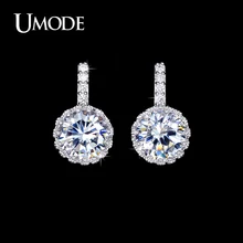 UMODE модные 0,8 мм 1,2 карат AAA CZ Кристальные серьги-гвоздики для женщин Свадебные обручальные ювелирные изделия Pendientes Mujer Moda AUE0102