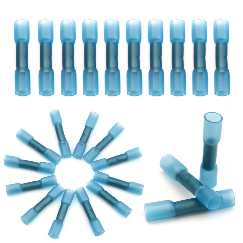 

Blue Waterproof Copper+PE Heat Shrink Butt Wire Cable Splice Connector Terminal 16-14 AWG Fit for Automobile Cable Kit 20pcs/lot