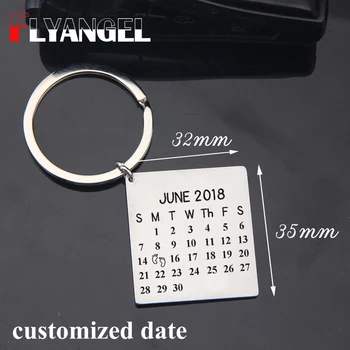 

FLYANGEL Birth Date Baby's Feet Engraved Calendar Key Chain New Baby Keyring Bag Charm For Baby New Parents Gifts