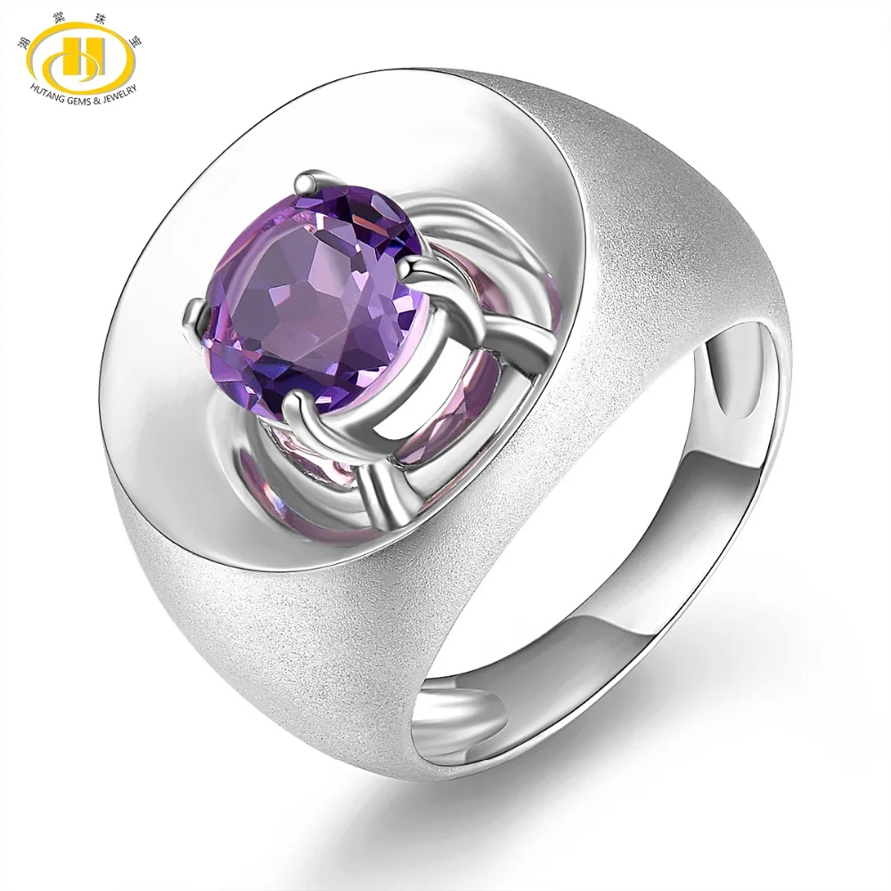 Five Stone Amethyst and Diamond Wedding Band-925 Sterling Silver Ring-Amethyst Gemstone ring-Natural Amethyst Ring-for Gift