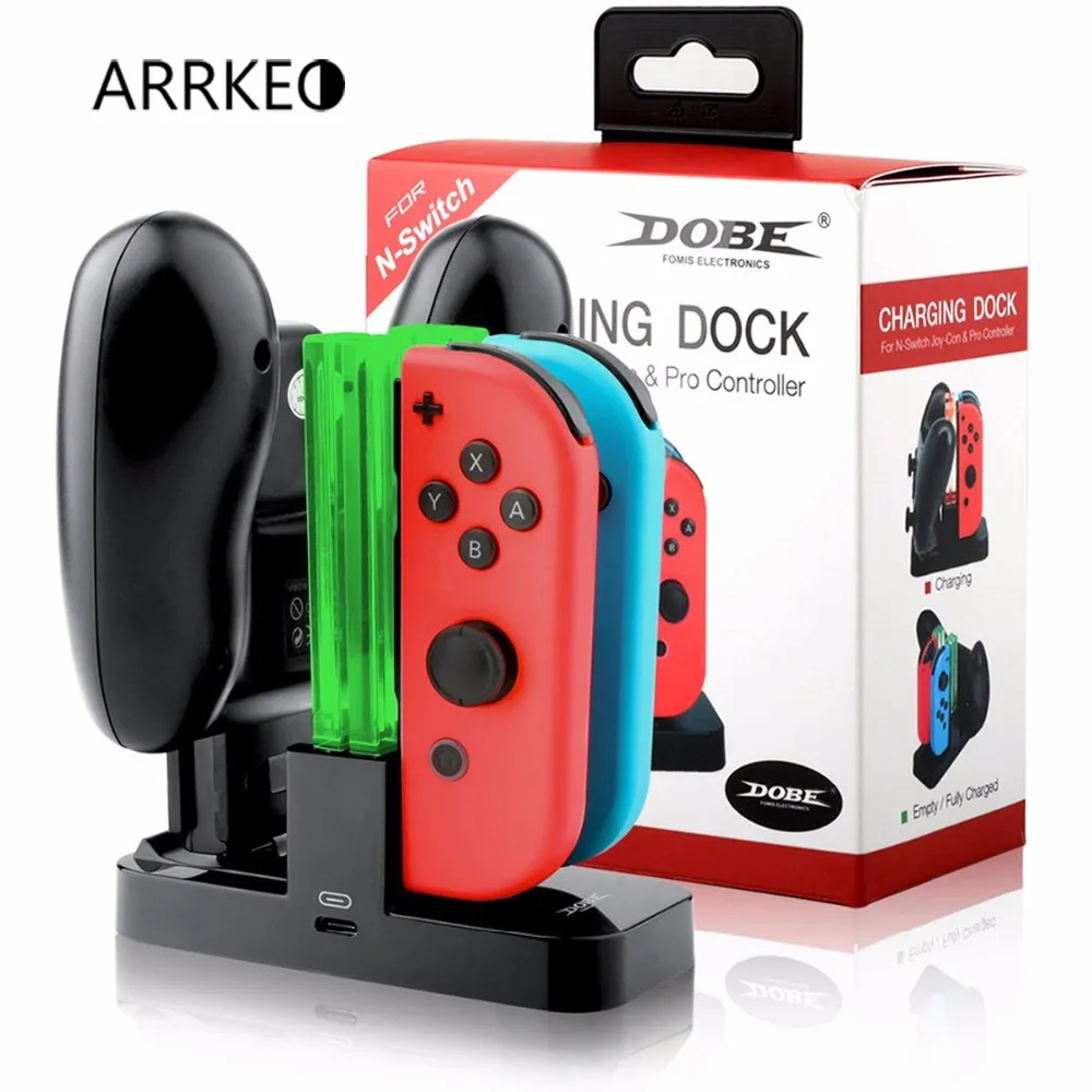 ARRKEO светодиодная док станция для зарядного устройства переключателя NS Joy Con
