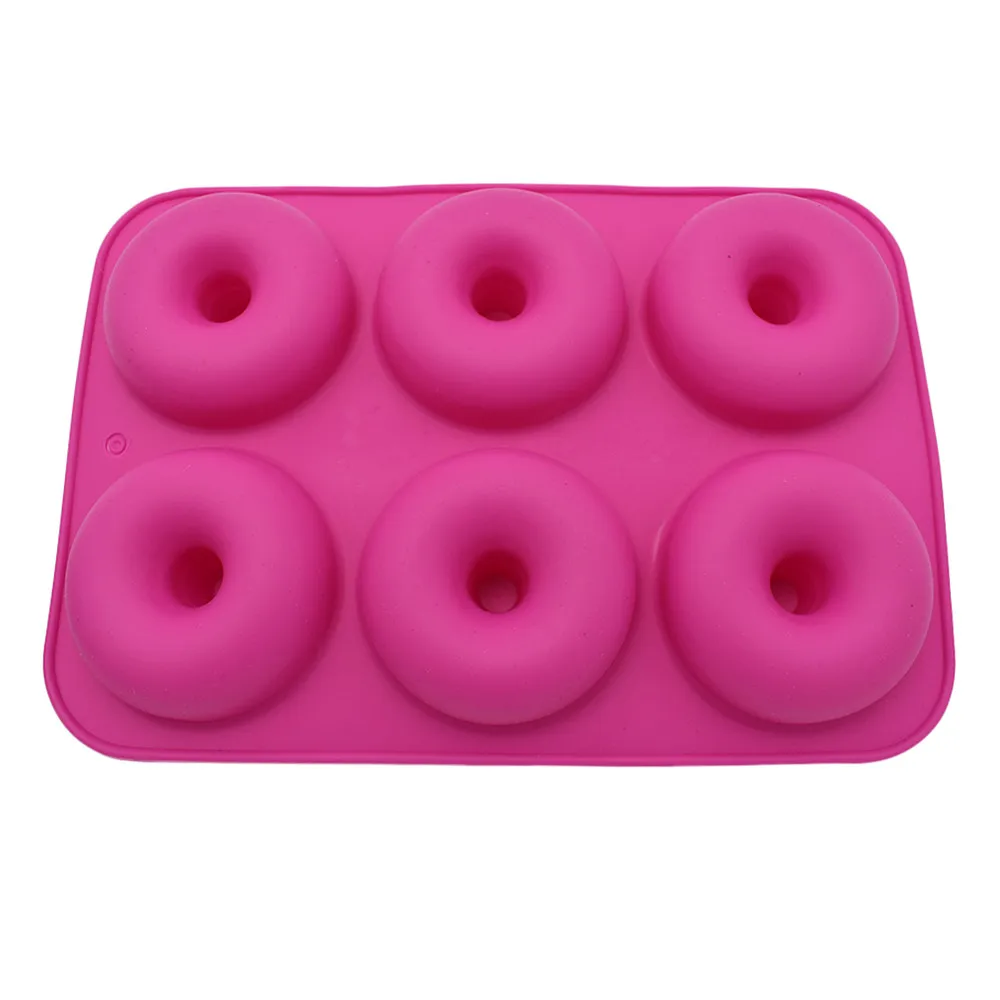 6-Полость силиконовая форма для выпечки пончиков антипригарная форма для пончиков безопасный противень для выпечки для торта бисквитные бублики маффины 6 цветов L4 - Цвет: Mold E