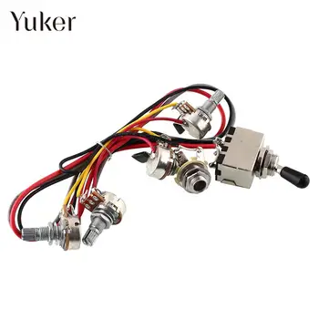 

Yuker Guitar Wiring Harness 2V/2T 3 Way Pickups Toggle Switch 500K Pots For Guitar Dual LP Electric Guitar