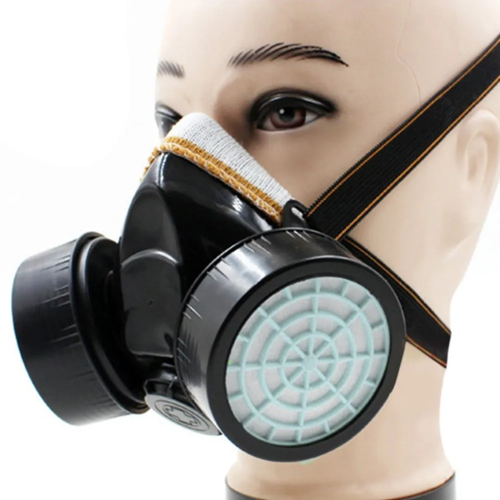 Двойной картридж, противопылевая маска, химическая безопасность, живопись, газовый фильтр, респиратор с очками, оборудование для промышленной безопасности
