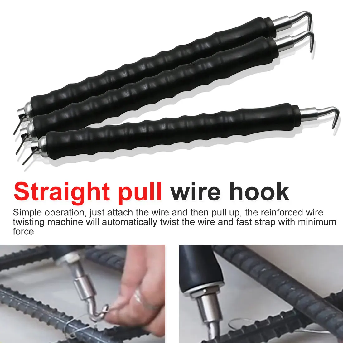 

300mm Semi-automatic Rebar Hook Straight Pulling Wire Tie Strapping Artifact Steel Bar Building Tools