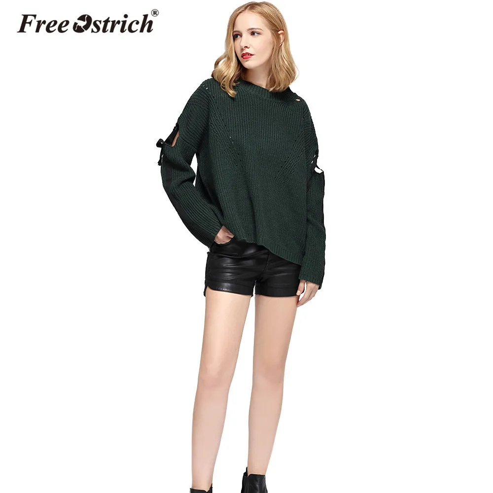 

Free Ostrich Sweater 2017 Winter Women Pullover Solid Jumper Pullover O Neck Loose Knitted Sweaters Tops Lady Streetwear De12