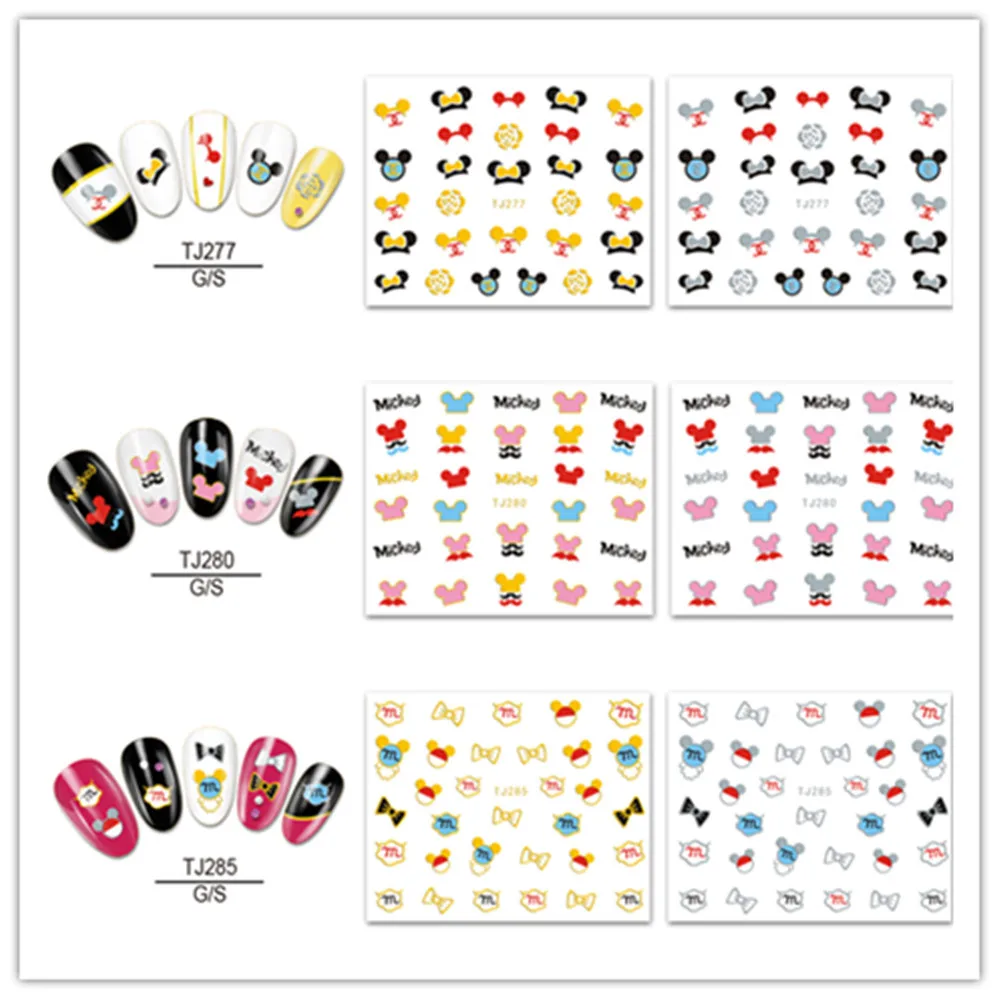 5 sheet 12 type Gold/Silver Children Cartoon Nail Stickers Designs Gummed 3D Art Decals Decorations TJ277-288 | Красота и здоровье