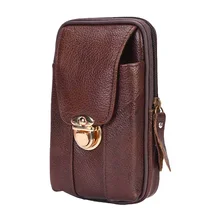 Men Retro Leather Belt Bag Zipper Metal Buckled Wear Waist Bag Phone Case Pouch Wallet Cell Phone Bag Men Retro Leather Belt Bag Zipper Metal Buckled Wear Waist Bag Phone Case Pouch Wallet Cell Phone Bag