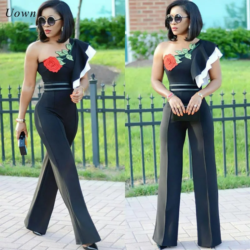 one shoulder pants romper
