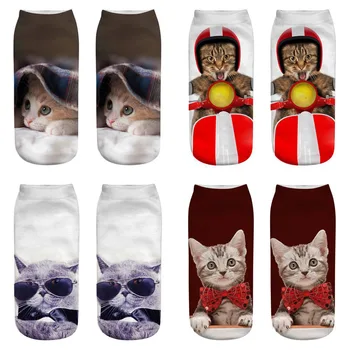 

3 Pairs New Cartoon 3D Printing Short Socks Women Fashion Cute Pattern Funny Sock Female Cotton Ankle Socks Harajuku Meias Hot