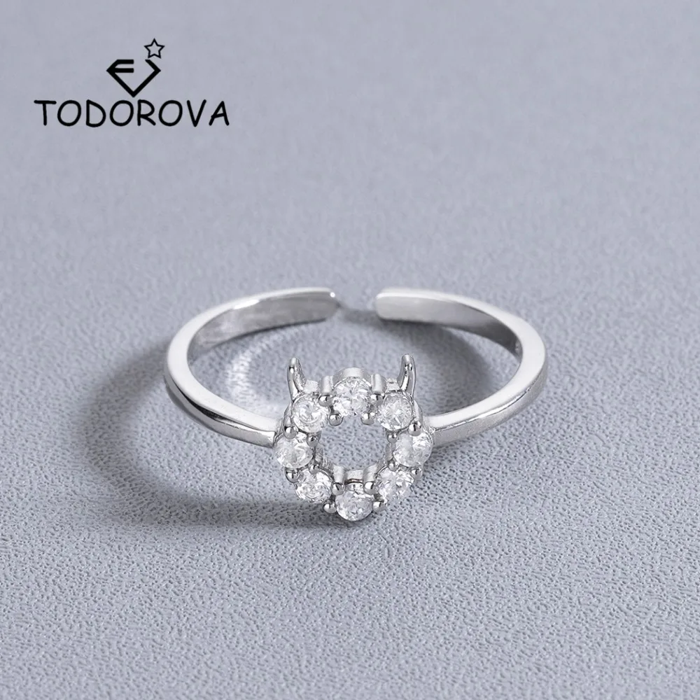 

Todorova Cute Clear Zircon Small Devil Charm Rings for Women Resizable Wedding Engagement Rings for Men Fashion Jewelry