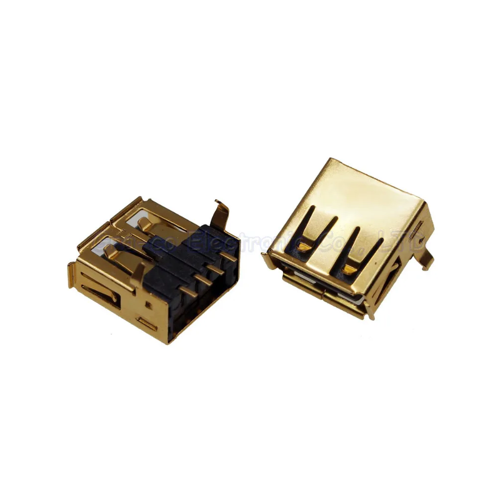 10pcs 3U gold plated Terminal USB A female socket 2.0 A female Welded