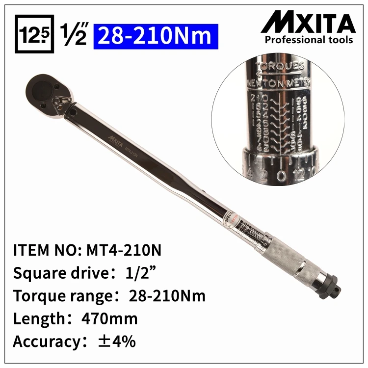 MXITA 1/2 ''привод 28-210NM динамометрический ключ инструменты чехол ножной фунт привод нажмите Регулируемый ручной гаечный ключ трещотка гаечный ключ инструмент