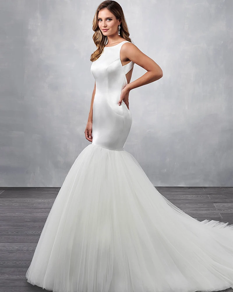 Простой Русалка свадебное платье плюс размеры 2019 спинки Vestido de Noiva Sereia свадебное Robe Mariage Сексуальная Тюлевая юбка Gelinlik