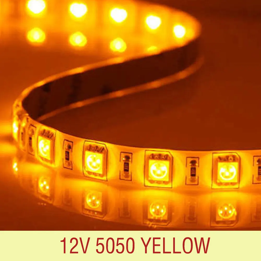 Led Light Strip 5050 DC 12V 60LEDS/m 5M/Lot Single Color Flexible RGB Led Strip - Испускаемый цвет: Yellow