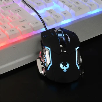 

Ergonomic Colorful Backlit Gaming Mouse Adjustable 3200DPI Optical Mice Wired Mouse for Home Office Internet cafes Black White