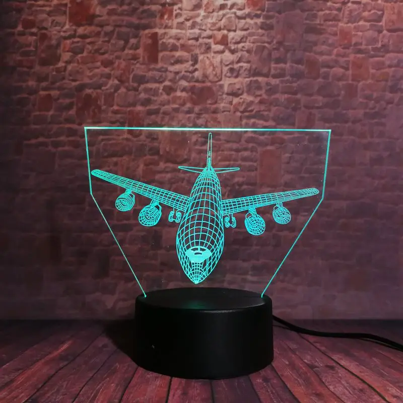 

Luminous 3D Nightlight Visual Illusion LED 7 Colors Changing Flash Light Plane Model Toys