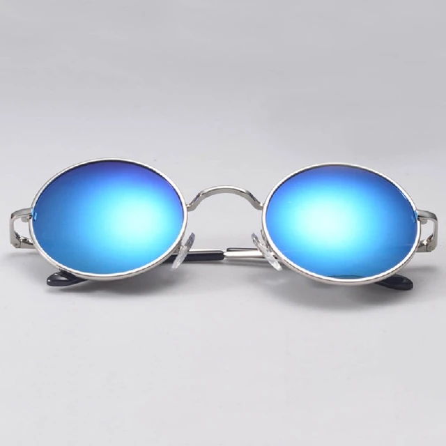 Hippie Women Man Retro Hd Sunglasses Round Lens Metallic