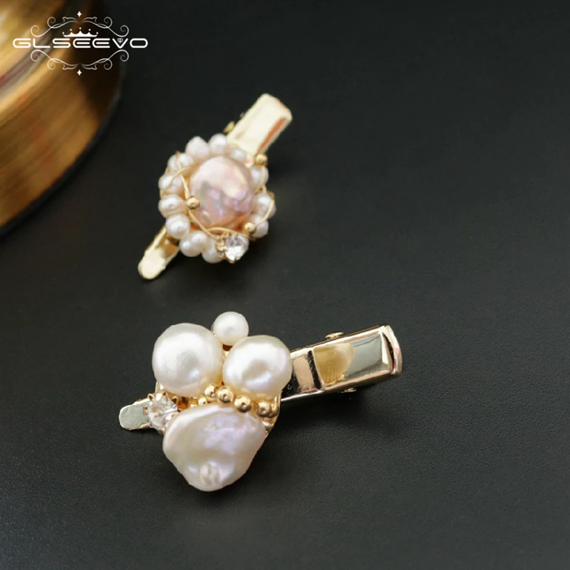 

GLSEEVO Handmade Natural Fresh Water Pearl Hair Clip Wedding Hair Accessories Hair Jewelry Horquillas De Pelo Para Mujer GH0002