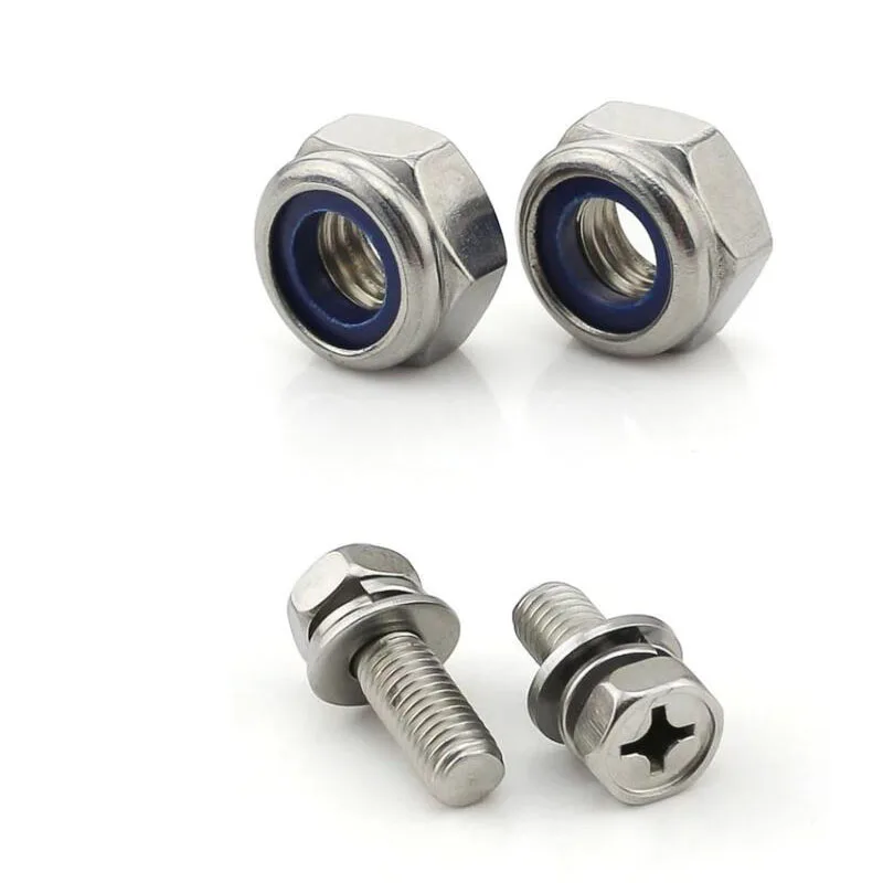 

BatteryTermina 6mml M6 x14mm Hex Bolt Phillips Washers Nylock Nut Kit Stainless Steel Motorcycle Scooters Screws
