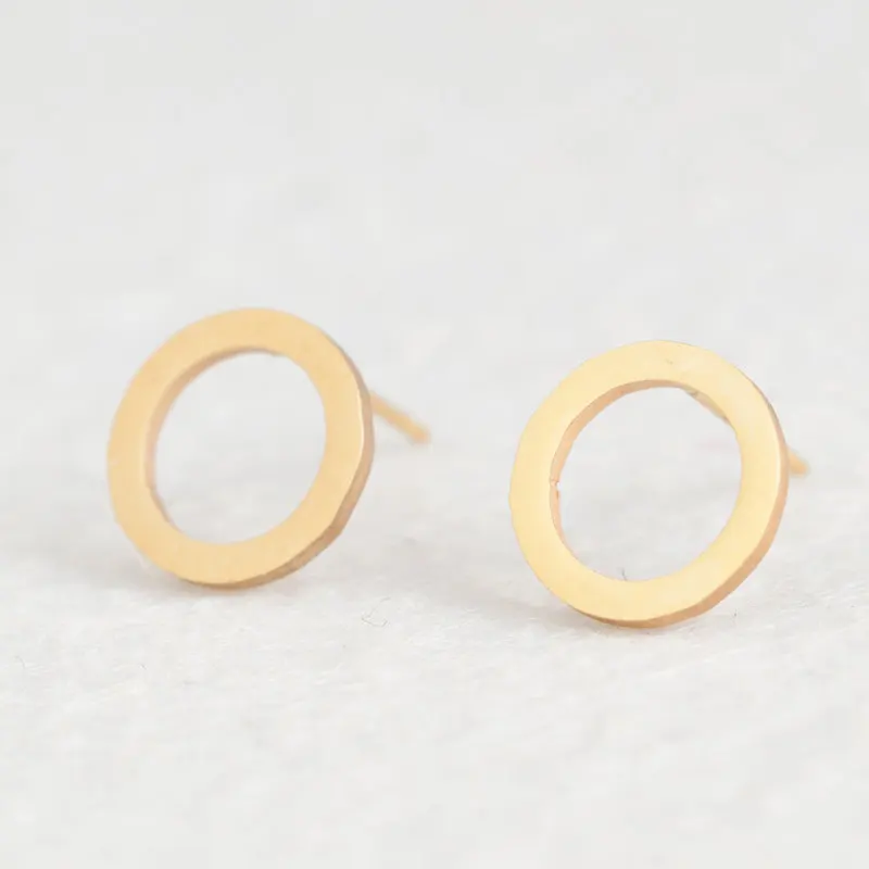 Золотые и серебряные минималистичные серьги из нержавеющей стали для женщин, трендовые корейские серьги-гвоздики со звездами и кошками, модные ювелирные изделия - Окраска металла: Golden Ring