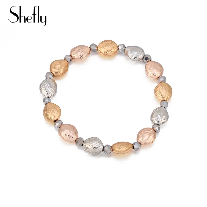

Colourful Round Elastic Crystal Beaded Bracelet High Quality Environmental Protection Alloy Fashion Bracelet Jewelry For Women