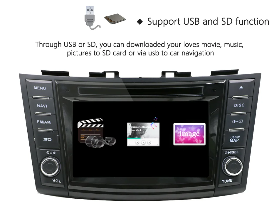 Sale Eunavi 2 Din Android 8.1 Car Dvd Player For Suzuki Swift 2011 2012 Radio Stereo GPS With Steering Wheel Control Free Camera Map 18