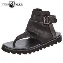 Винтажные мужские сандалии с пряжкой на ремешке; сандалии-гладиаторы в британском стиле; Вьетнамки; Летняя обувь из натуральной кожи; повседневные пляжные сандалии наивысшего качества