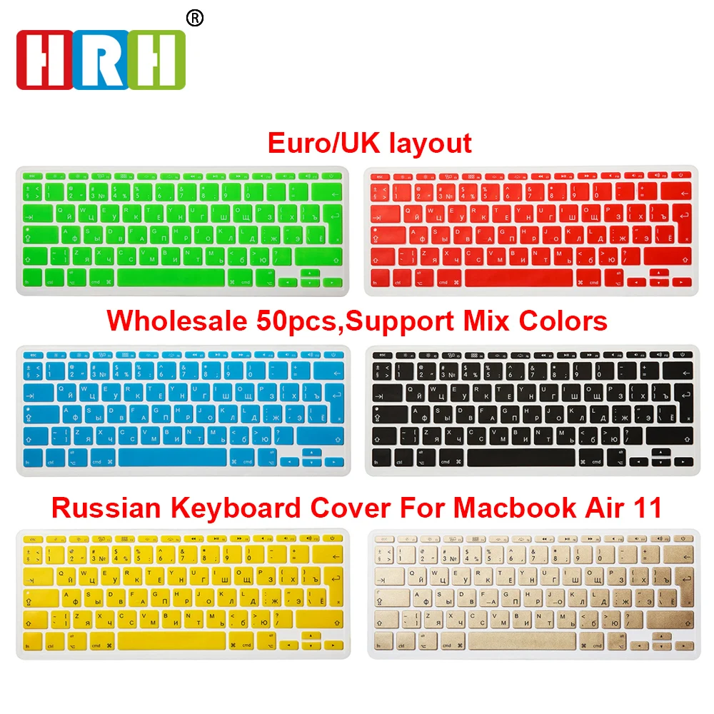 

HRH 50pcs/Lot EU UK Russian Letter Alphabet Soft Silicone Keyboard Protector Flim Cover Skin For Apple MacBook Air 11.6 Inch 11"