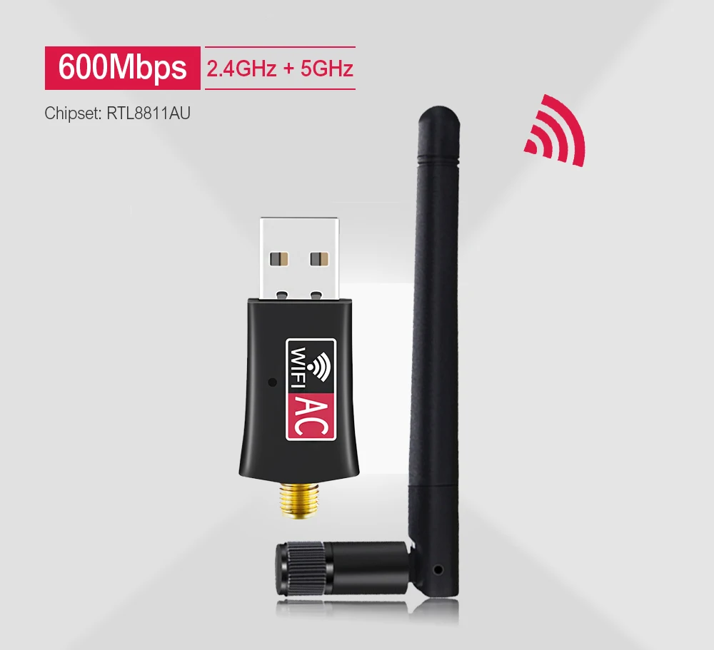 Adaptador Receptor Wifi Usb 2.0 Pc 600mbps 2.4ghz 5ghz