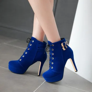 EMMA KING Blue Ankle Boots Women High Heels Shoes Lace Up Buckle Decor Women Booties Winter Shoes Plus Size 35-43 Drop Shipping
EMMA KING Blue Ankle Boots Women High Heels Shoes Lace Up Buckle Decor Women Booties Winter Shoes Plus Size 35-43 Drop Shipping