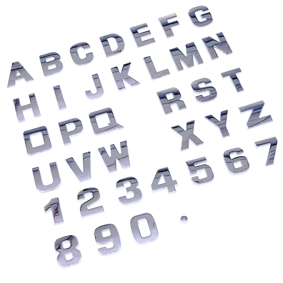 

28mm Car Chrome Metal DIY 3D ARC Letters Digital Alphabet Emblem Decoration Car Stickers Logo