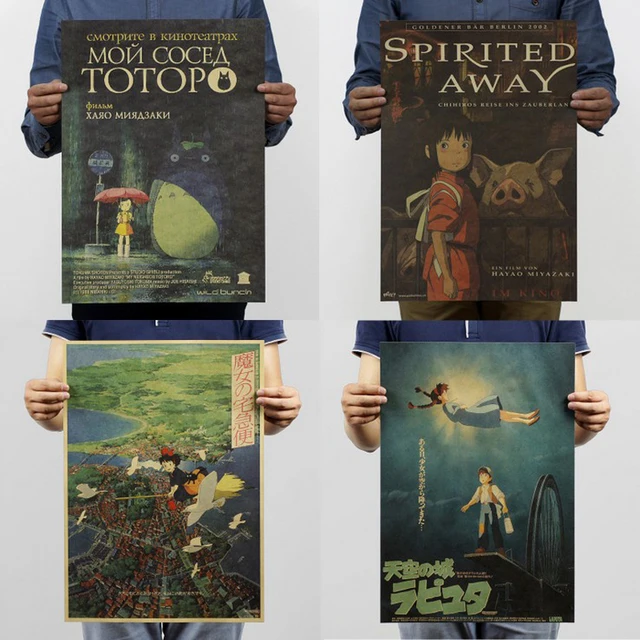 Miyazaki Hayao comic Animation film sets/Classic Totoro/kraft paper/Cafe/bar poster/ Retro Poster/decorative painting 51×35.5cm