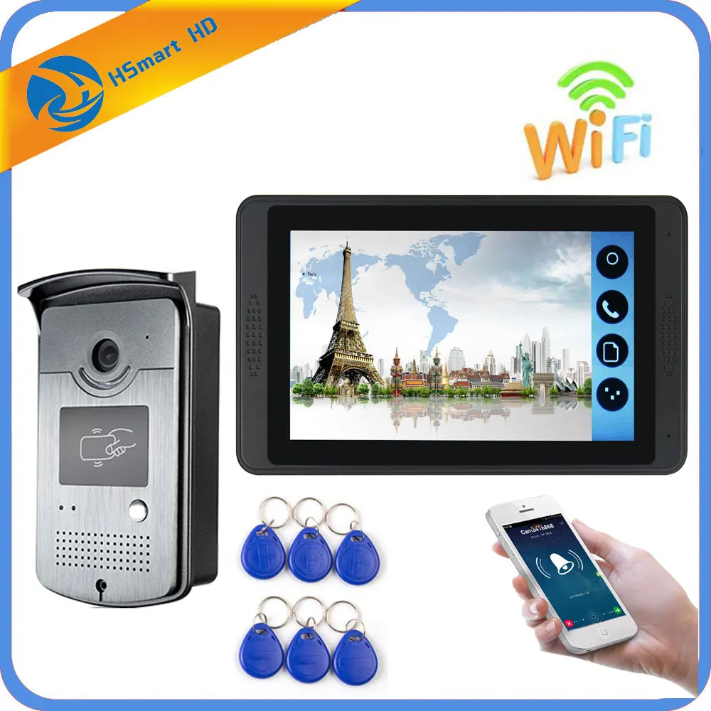 Видеодомофон с 7 дюймовым монитором беспроводной дверной видеодомофон Wi Fi звонок