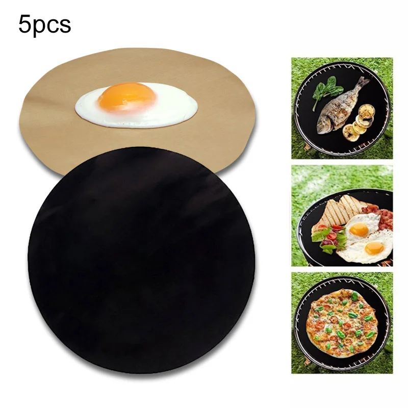 

5 Pcs/Set Pan Fry Liner Sheet Mat Round Non-stick Reusable Kitchen Q Baking Pad Cooking Tools 8 XH8Z