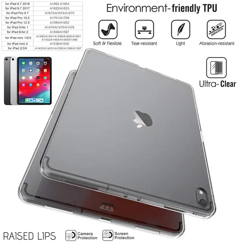 Transparent Tpu Case For Ipad Air 3 10 5 Pro 11 9 7 2018 Air Mini 5 Clear Silicone Thin Cases For Ipad 2 3 4 Protective Cover Tablets E Books Case Aliexpress