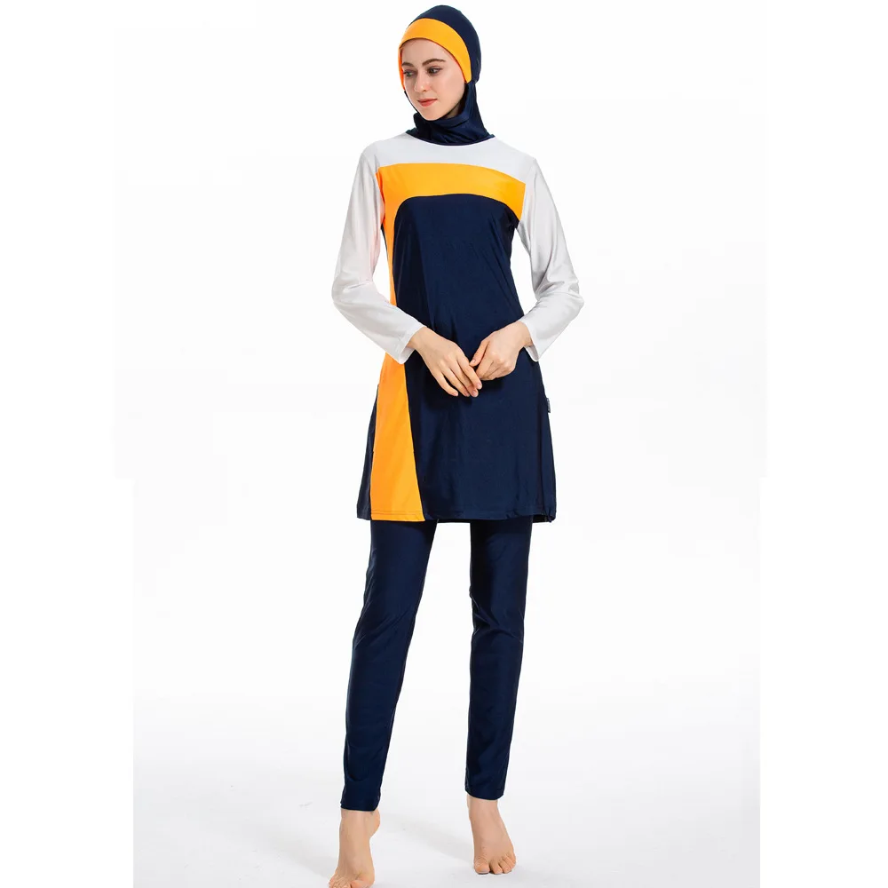 

Full Cover Burkini Muslim Swimwear Women's Swimming suit Color Matching Conservative Swimsuit Women Islamic Hijab Beachwear Suit