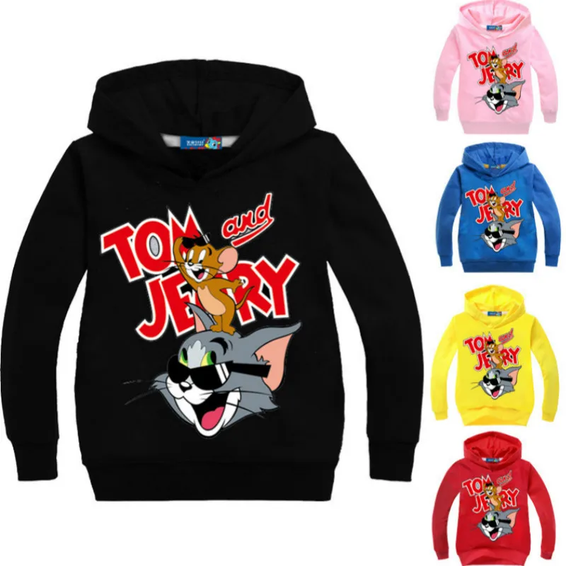

Tom and Jerry Boys Girls Kids Cartoon Sweatshirts Hoodie Children's Long Sleeve T-shirt Tee Spring Autumn Casual Cotton Costumes