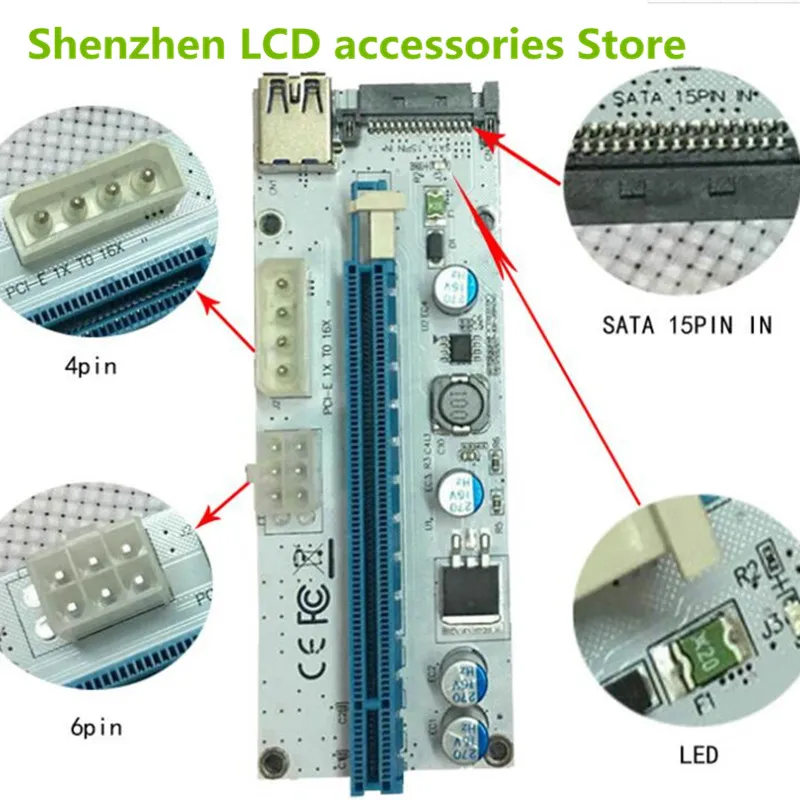 10 шт. PCI Express x1 к x16 питание стояк-PCE164P-N06 Ver 008 s | шахтный GPU