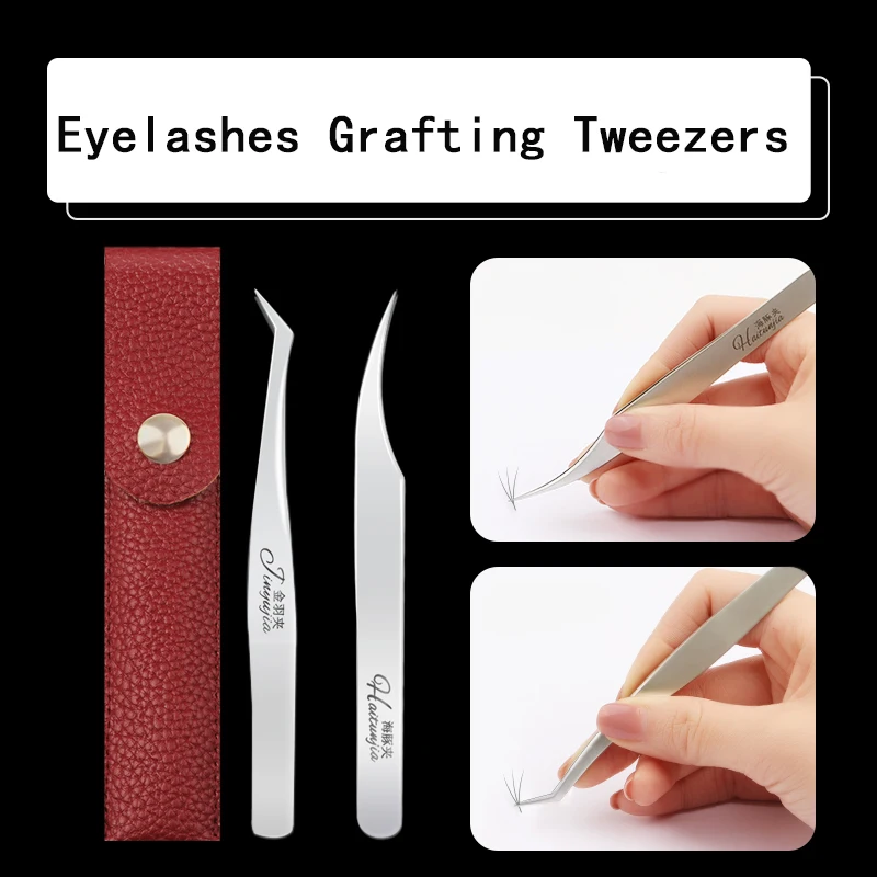 

5pieces/lot Stainless Steel Tweezers with Case Safe Anti-static Eyelashes Tweezer for 6D 9D Eyelash Extension Eyebrow Remover