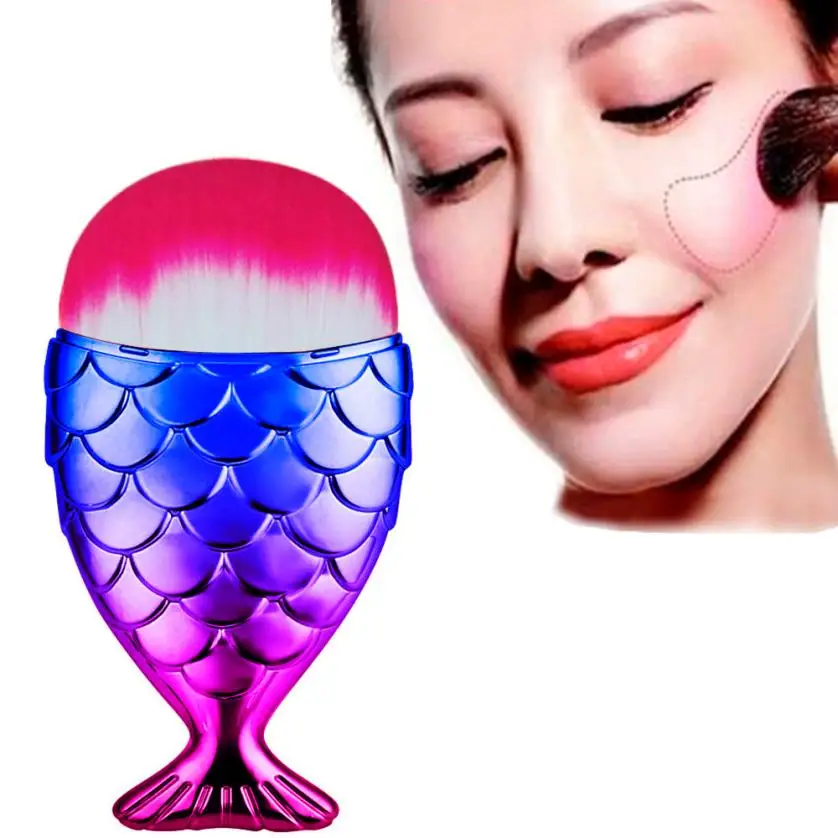 

1Pc Mermaid Foundation Makeup Brush Fish Shaped Powder Blusher Cosmetic Make-up Brush Tool Kit Fishtail Bottom Contour MY155