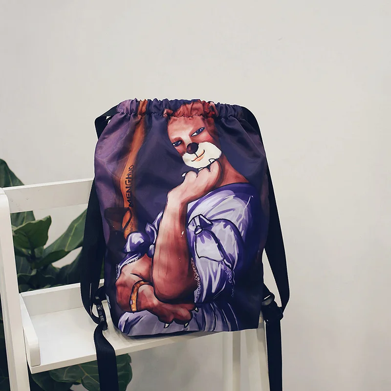 Menghuo Designer 6 Patterns Cat Printing Women Classic Mochila Drawstring Bags Travel backpack School Bag Leisure Bagpack Brand (19)
