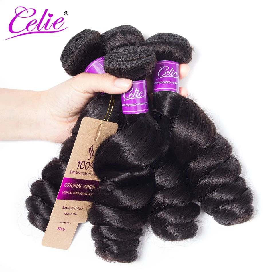 4 Pcs/Lot Brazilian Loose Wave Bundles Natural Color Brazilian Hair Weave Bundles 100% Remy Human Extensions human hair extensions