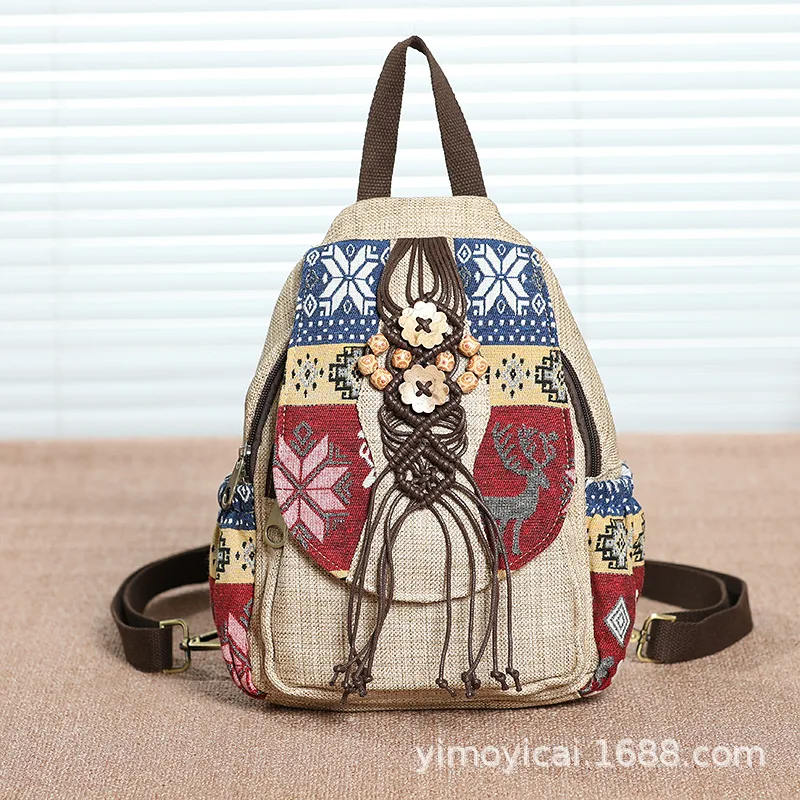 

Ethnic Chinese hand-waven backpack travel feedback multi-layer light and paper backpack
